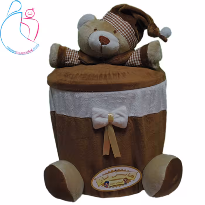 سطل اتاق کودک مدل خرس شکلاتی