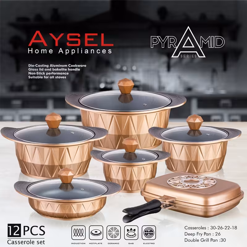 سرویس قابلمه گرانیتی 12 پارچه مدل پرامیدا برند آیسل