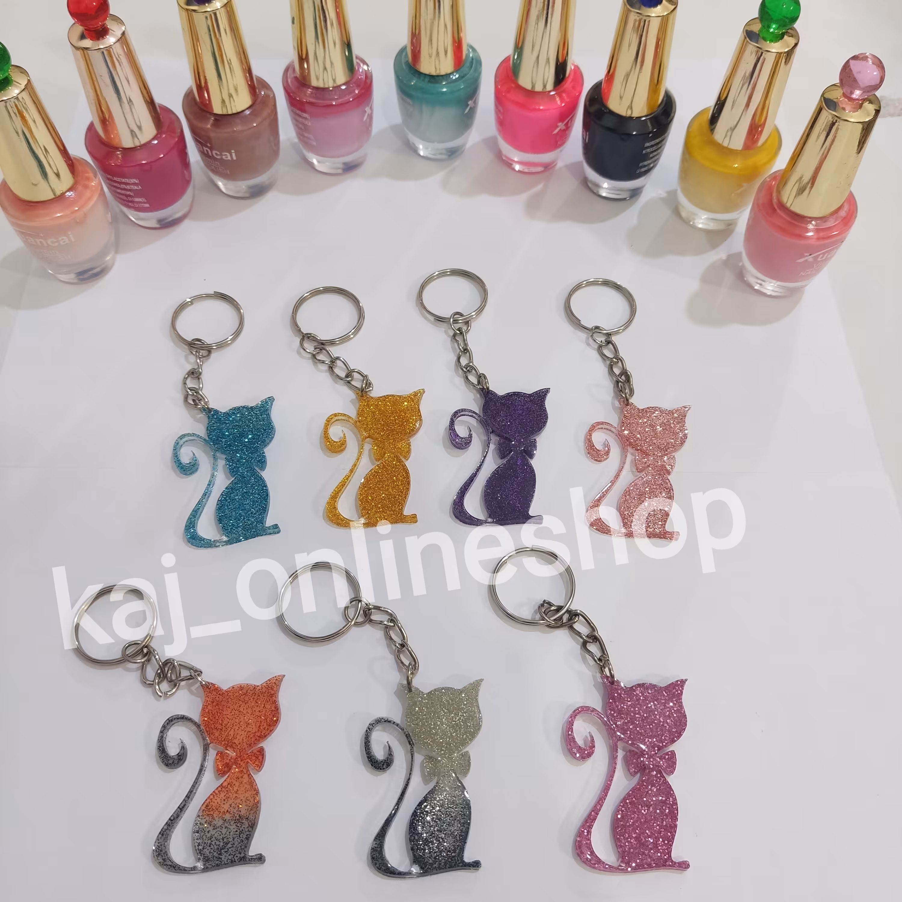 ارسال رایگان پک 3عددی جاکلیدی گربه اکلیلی  رنگارنگ کدk6