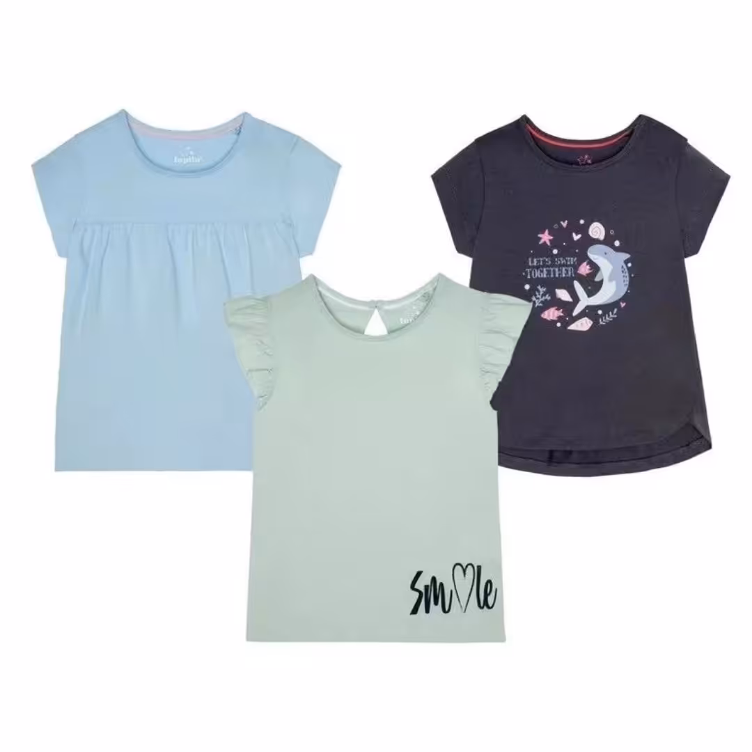 پک 3 عددی تیشرت دخترانه لوپیلو lupilu آلمان ، سایز 2 تا 4 سال(ارسال رایگان )