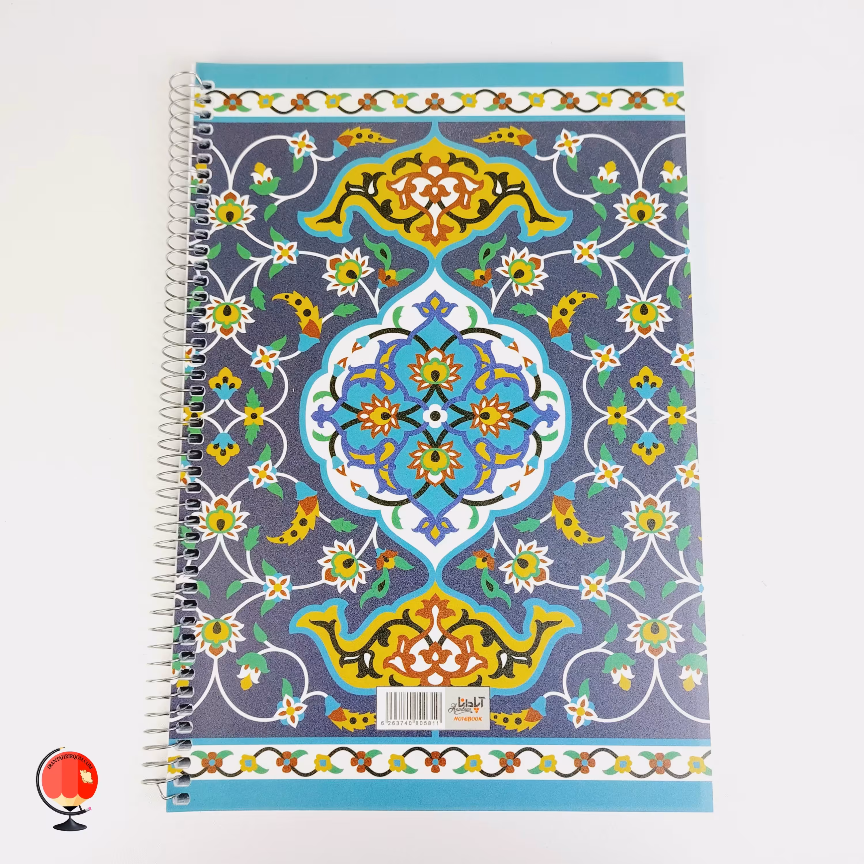 دفتر 100 برگ رحلی سیمی جلد طلقی برند آپادانا طرح سنتی کد 21102