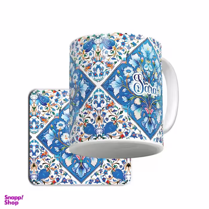 ماگ لاژید مدل اسم سارا طرح سنتی کد TLE به همراه زیرلیوانی