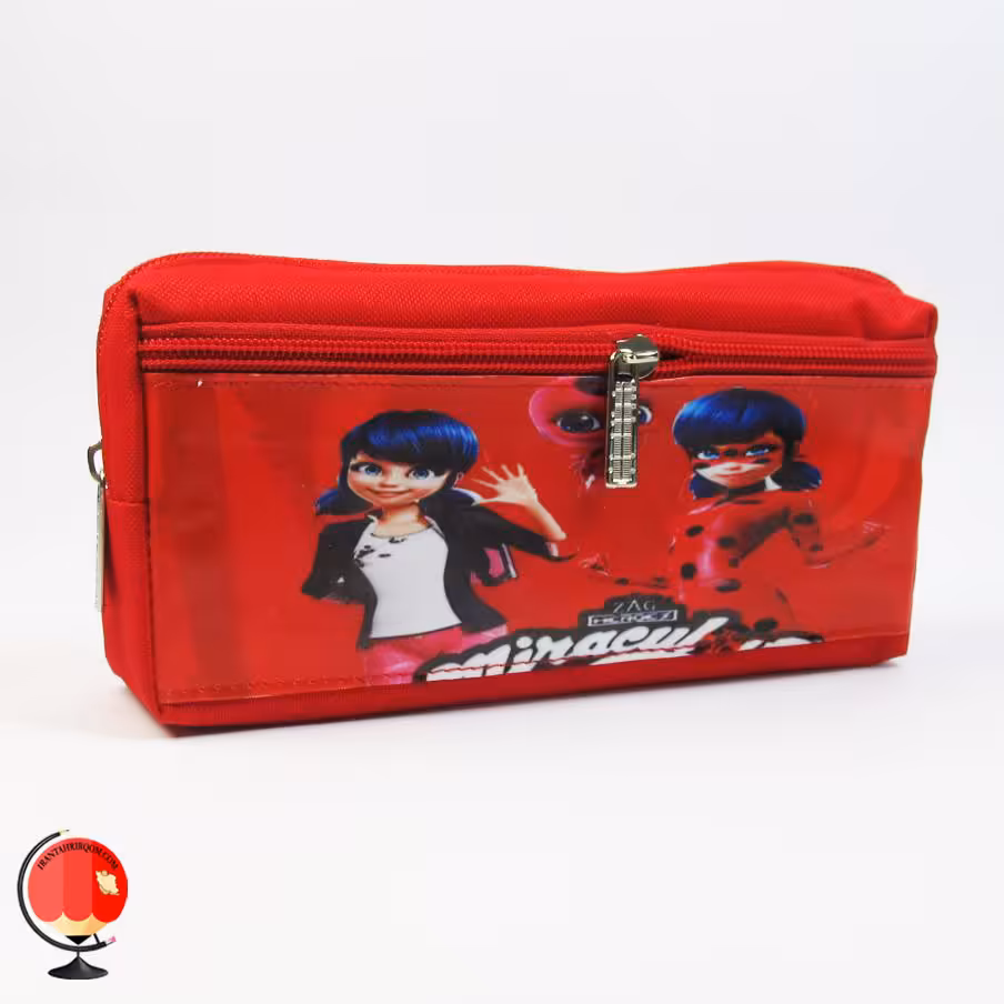 جامدادی دخترانه دوزیپ طرح دختر کفشدوزکی