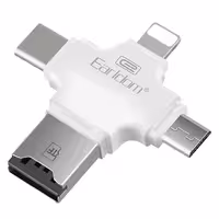 رم ریدر  دارای چهار سری میکرو، تایپ سی، لایتنینگ، USB و کارت حافظه برند Earldom 