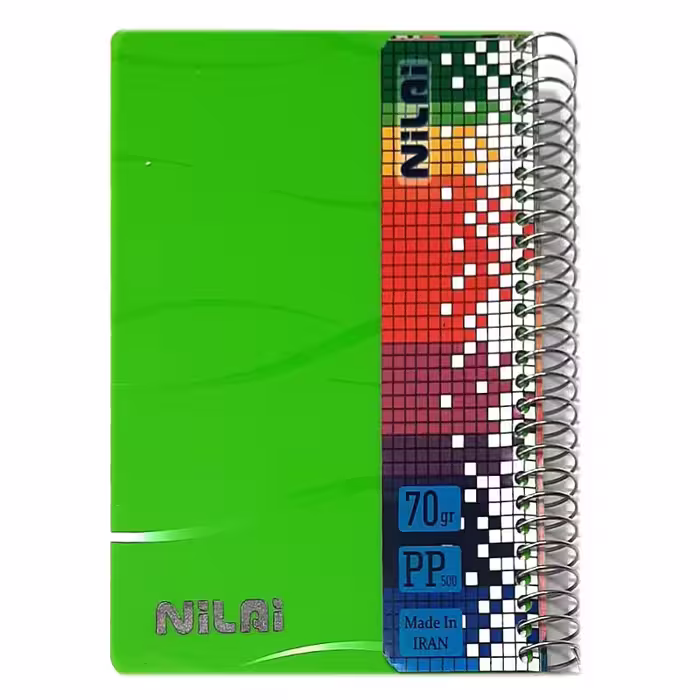 خرید دفتر یادداشت 160 برگ طلقی سیم از بغل سایز 11.5 × 16.5 سانت (سایز یک هشتم)