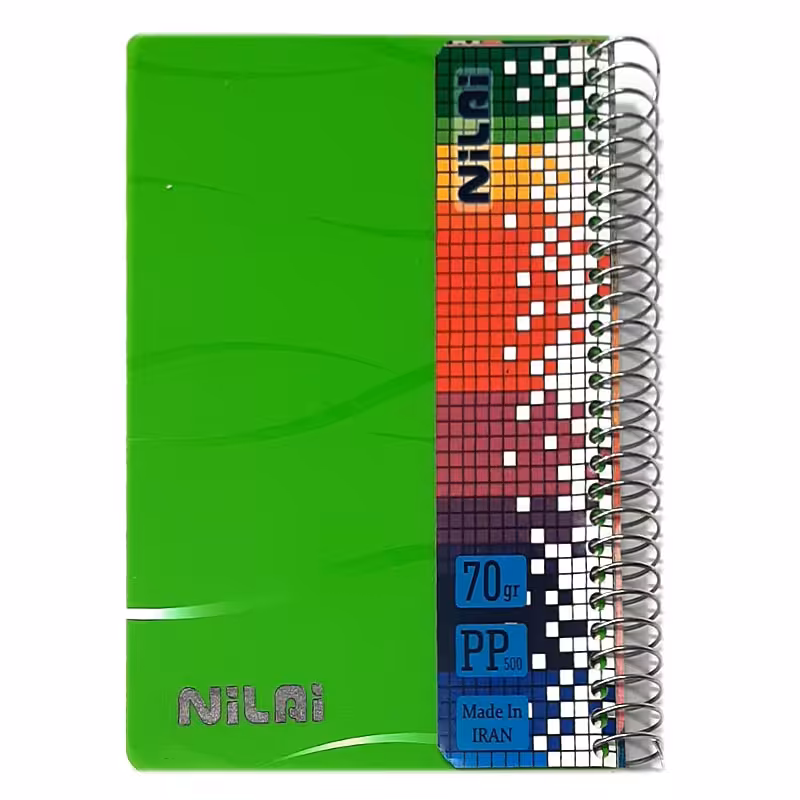 خرید دفتر یادداشت 160 برگ طلقی سیم از بغل سایز 11.5 × 16.5 سانت (سایز یک هشتم)