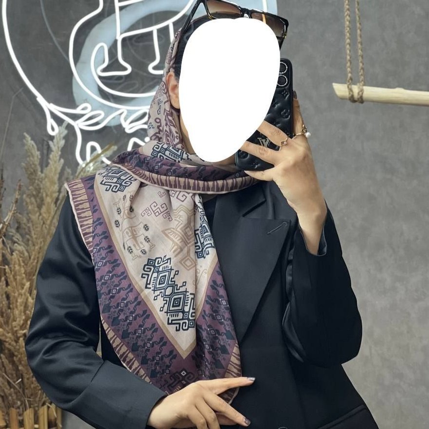 روسری نخی قواره 100 خاکی سنتی