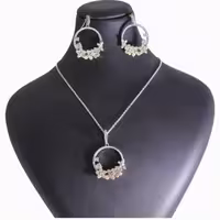 نیم ست نقره طرح جواهر مدل گل و پروانه به همراه  زنجیر نقره