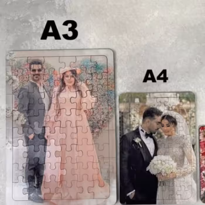 چاپ سابلیمیشن پازل مستطیل شکل گلاسه با طرح دلخواه.سایز آ4، 54 تیکه 