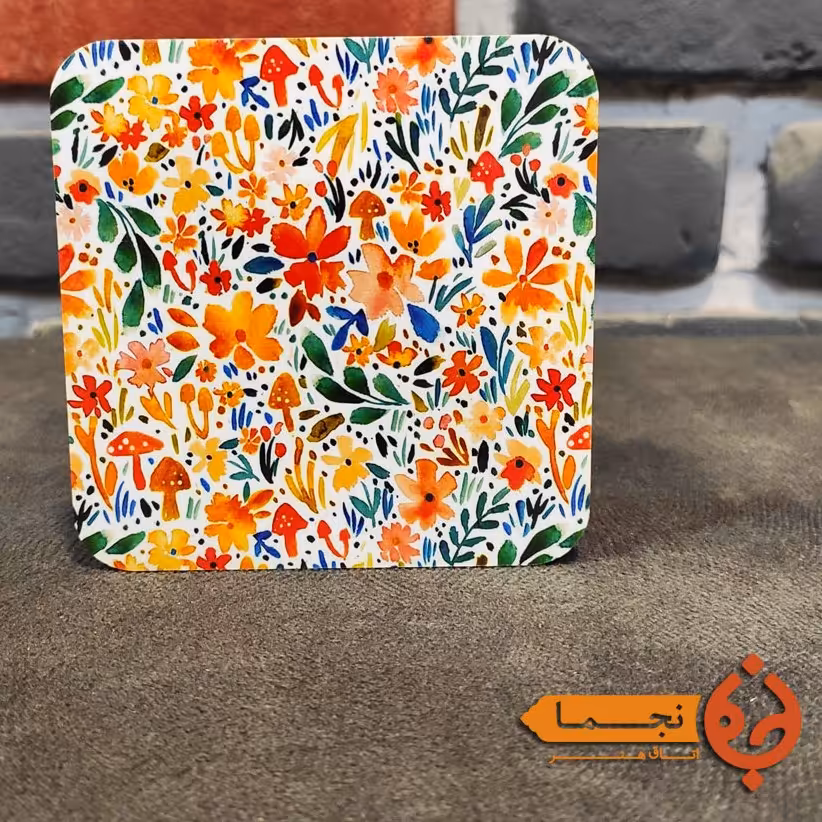 زیرلیوانی چوبی  طرح گل کد F11 زیر لیوانی