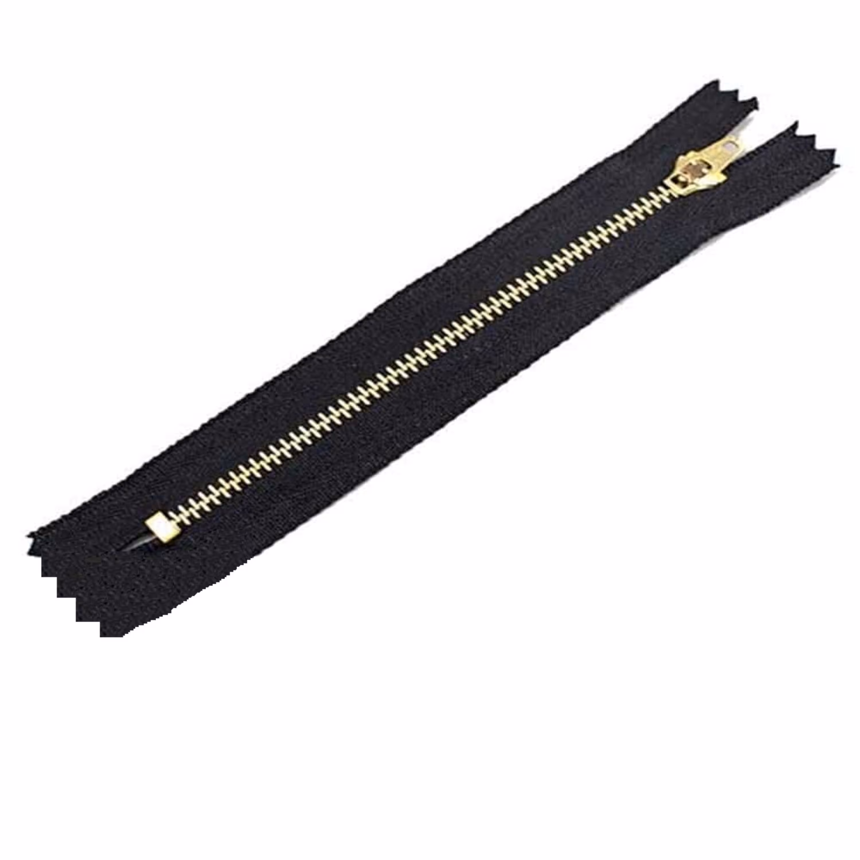 زیپ 20 سانت شلواری دندانه فلزی مشکی (بسته 10 عددی)(دنده طلایی)