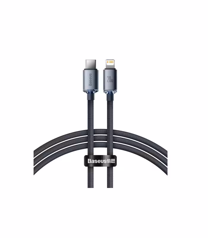 کابل Lightning باسئوس مدل Crystal Shine Fast Charging Data طول 1.2 متر توان 20 وات