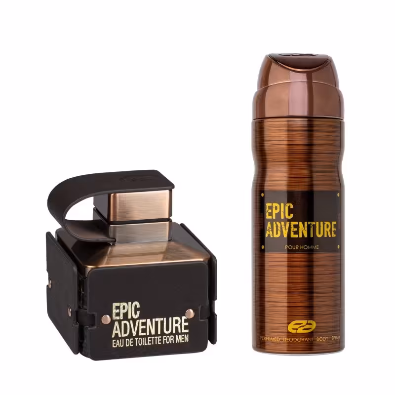 ادو تویلت مردانه عماد آرا مدل Epic Adventure حجم 100 میلی لیتر به همراه اسپری خوشبو کننده بدن مردانه عماد آرا مدل Epic A
