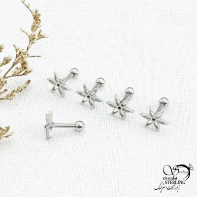 پیرسینگ گوش استیل طرح گل با کد 12552