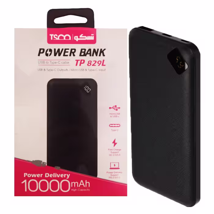 پاوربانک 10000 میلی آمپر تسکو TSCO مدل TP 829L توان 20W وات