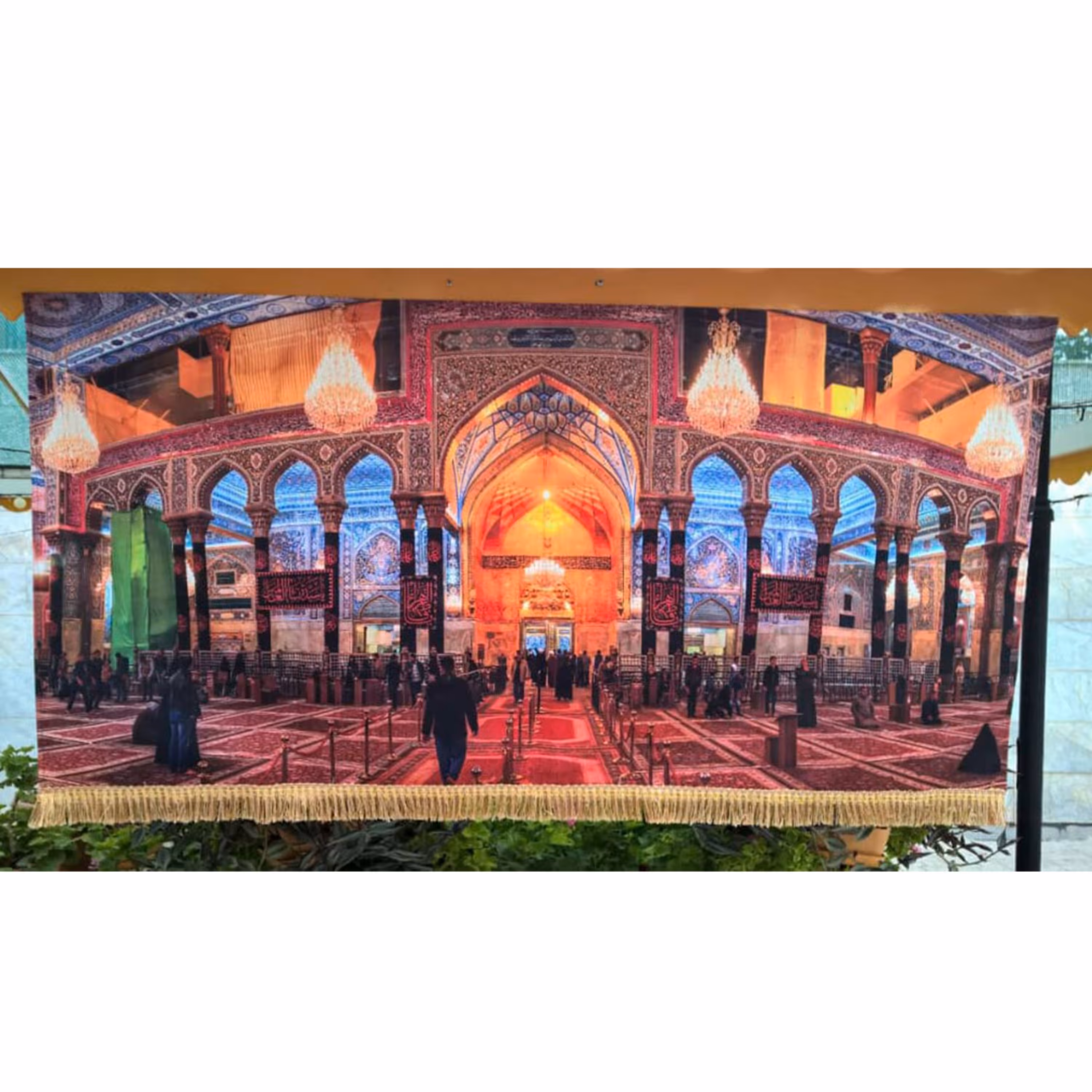 پرچم مخمل چاپ دیجیتال طرح صحن حرم امام حسین علیه السلام