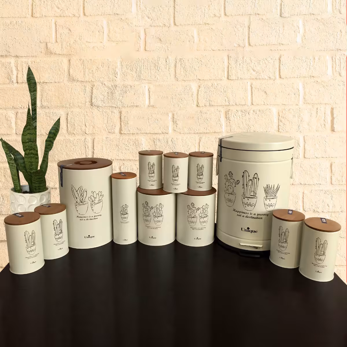 سرویس 12 پارچه فانتزی کاکتوس درب بامبو یونیک UN-8041