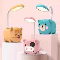 چراغ مطالعه و جاقلمی طرح حیوانات دارای  نور سفید منبع تغذیه usb
