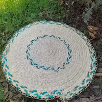 سفره گرد حصیری وزن 500گرم رنگ سبز بنفش