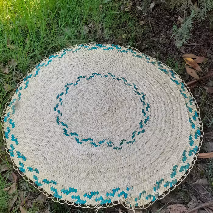 سفره گرد حصیری وزن 500گرم رنگ سبز بنفش