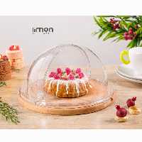 ظرف سرو کیک پایه چوبی لیمون