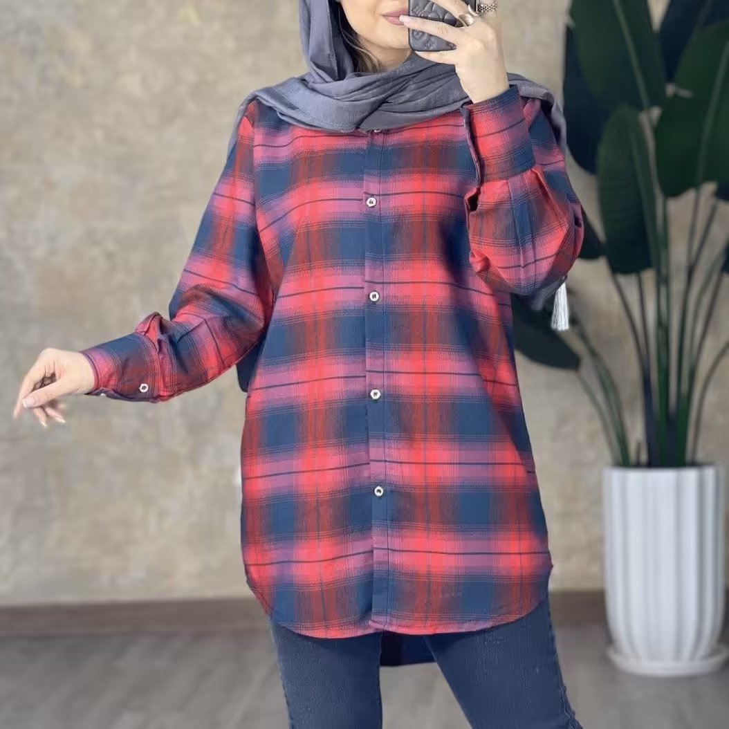 مانتو چهارخونه. مانتو کتان نخ. مانتو زنانه. مانتو دخترانه. مانتو جلو دکمه. شومیز مانتویی. مانتو شومیزی 