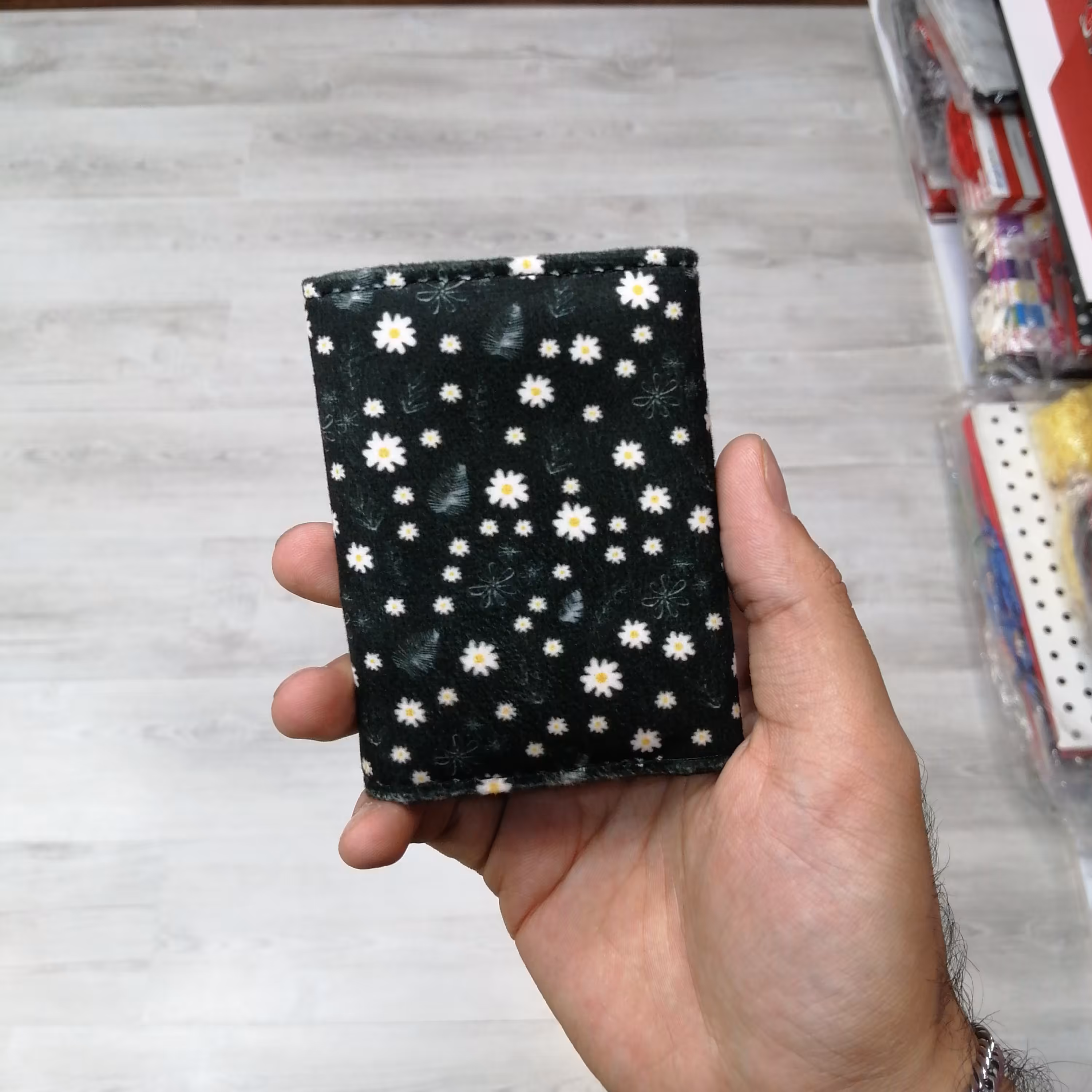 کیف پول مخملی طرح گل 