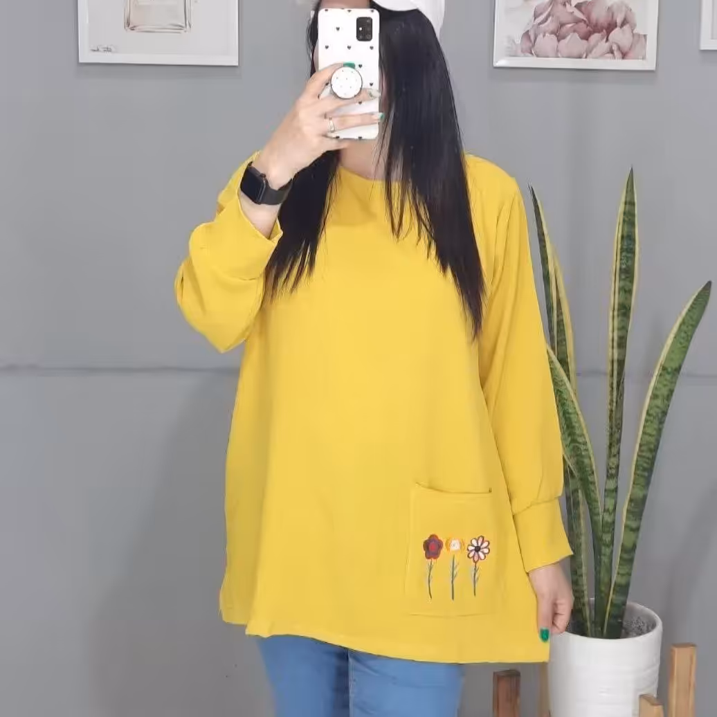 شومیز ابروبادی جیب گلدار