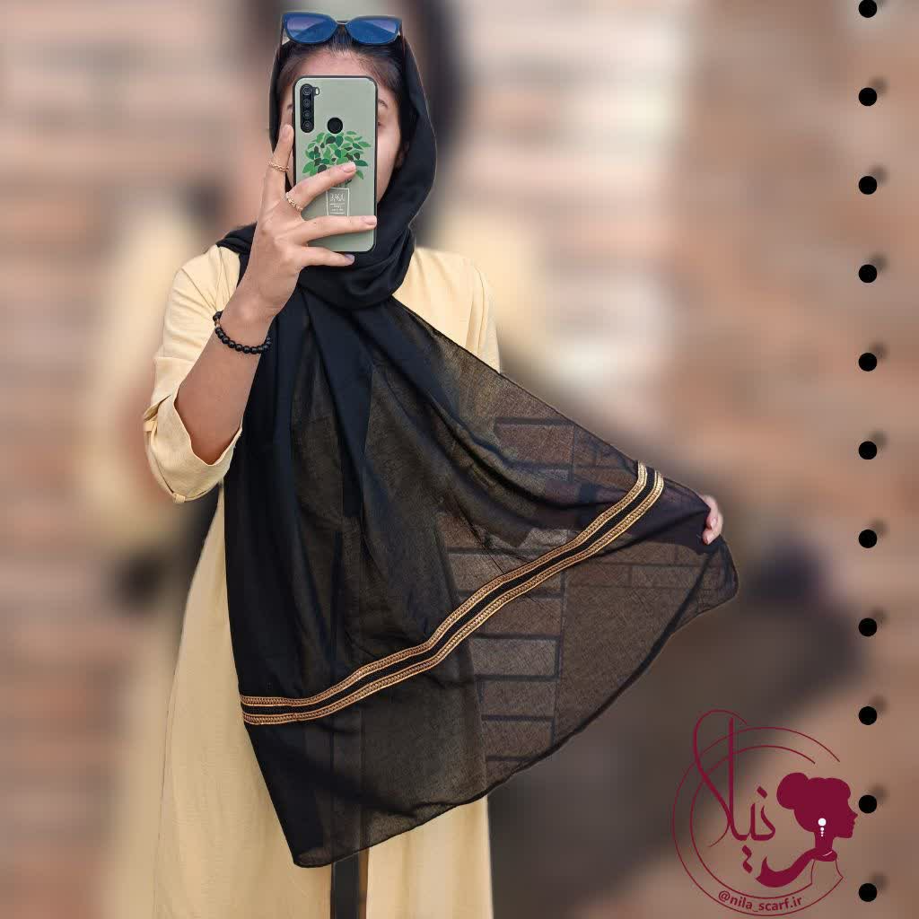 شال مشکی اسلپ نواردار
سایز 75در200