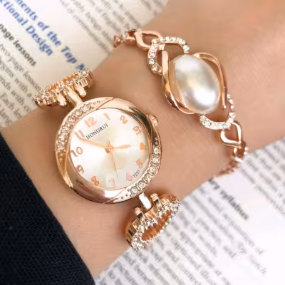 ساعت زنانه رزگلد هانگری ست با دستبند