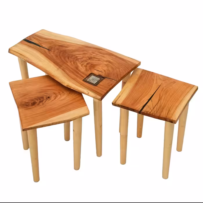 جلو مبلی و عسلی با چوب زیبا وخوش طرح ازاد که قسمتهایی با رزین مشکی پوشیده شده است