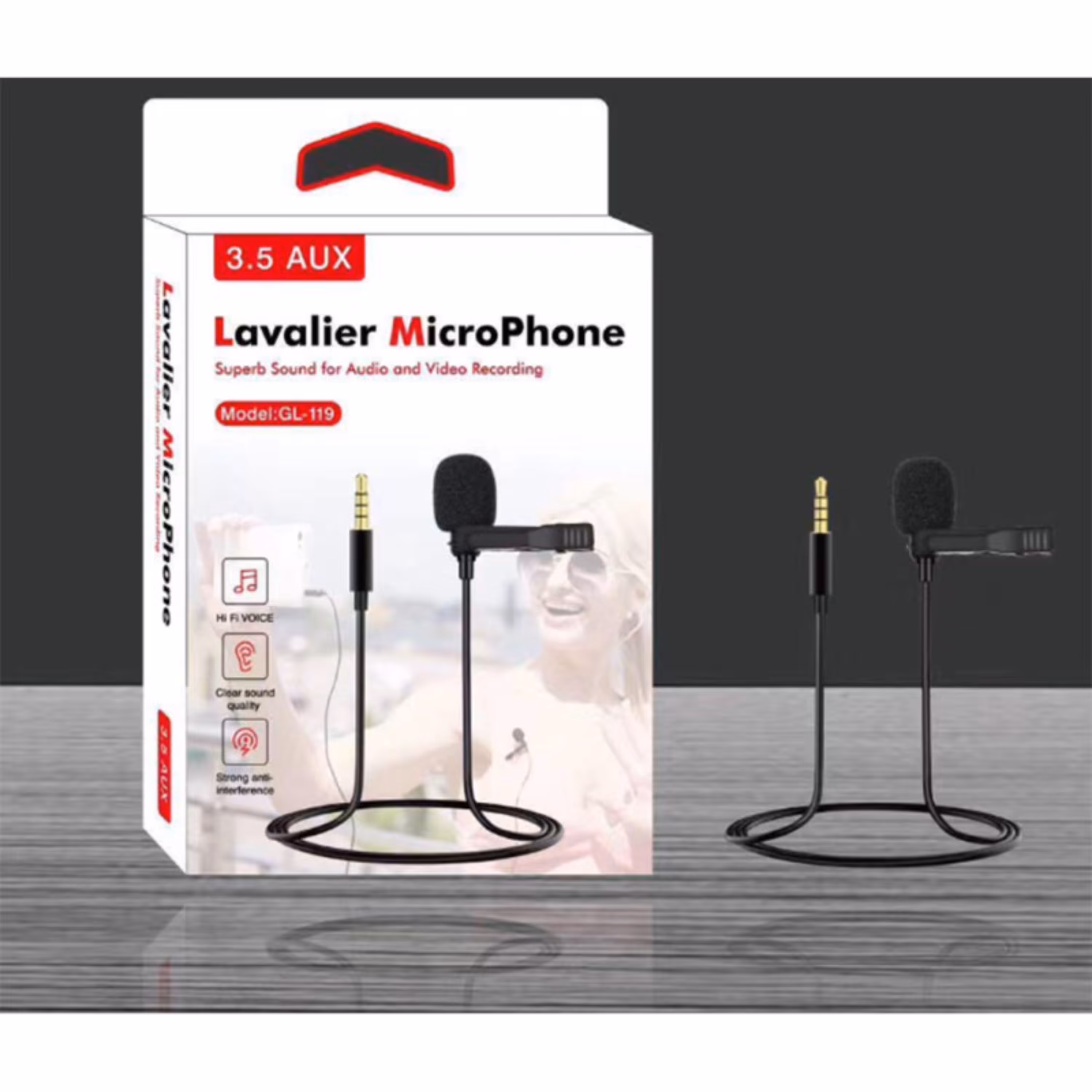 میکروفن یقه ای lavalier مدل GL-119 نویز گیر عالی 