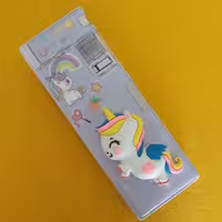 جامدادی آهن ربایی دخترانه فانتزی تراش دار طرح اسب تک شاخ یونیکورن بنفش