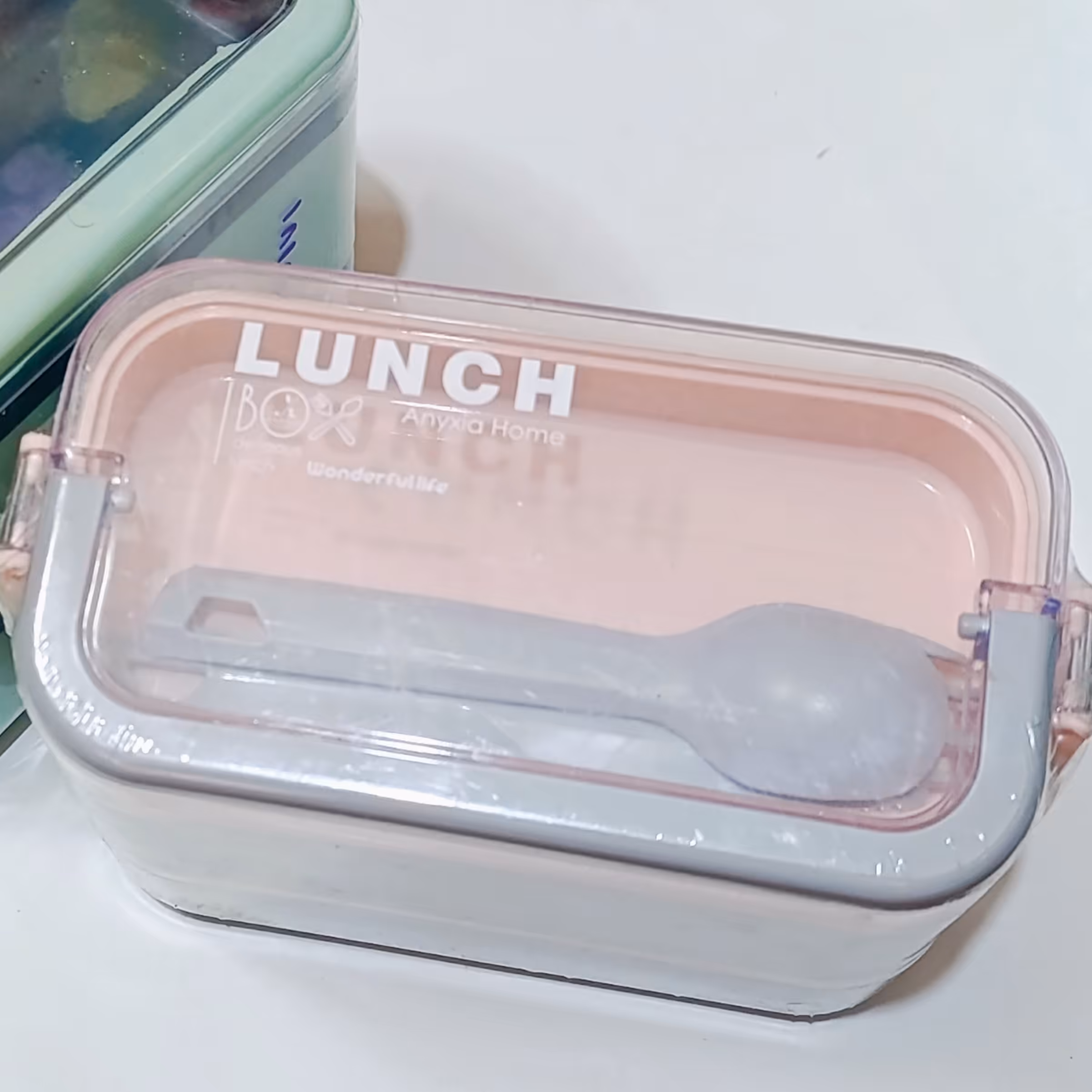 ظرف غذای مستطیل سه طبقه لارنچ  ظرف غذا  ظرف غذای لانچ باکس سه طبقه همراه خاشق چنگال چاقو 