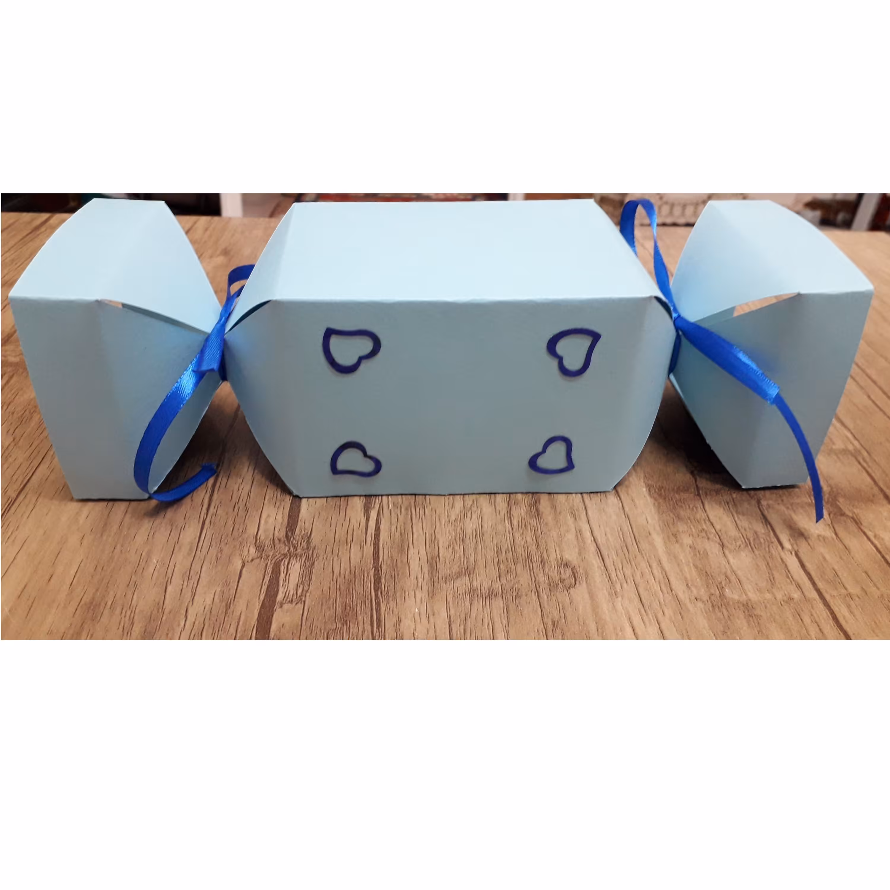 بسته 10 عددی جعبه کادو طرح شکلاتی سایز 3 رنگ آبی