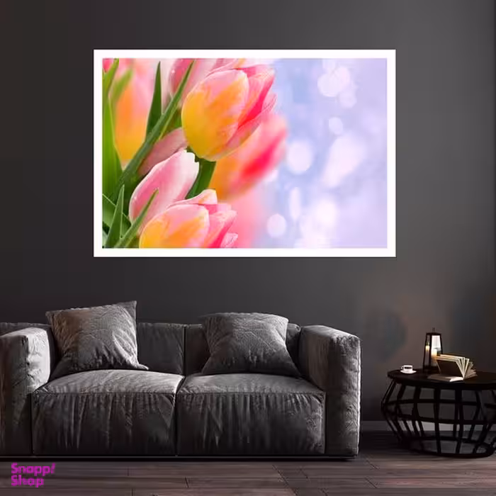 تابلو بکلیت طرح طبیعت و گل لاله مدل قاب شاسی W-s8597