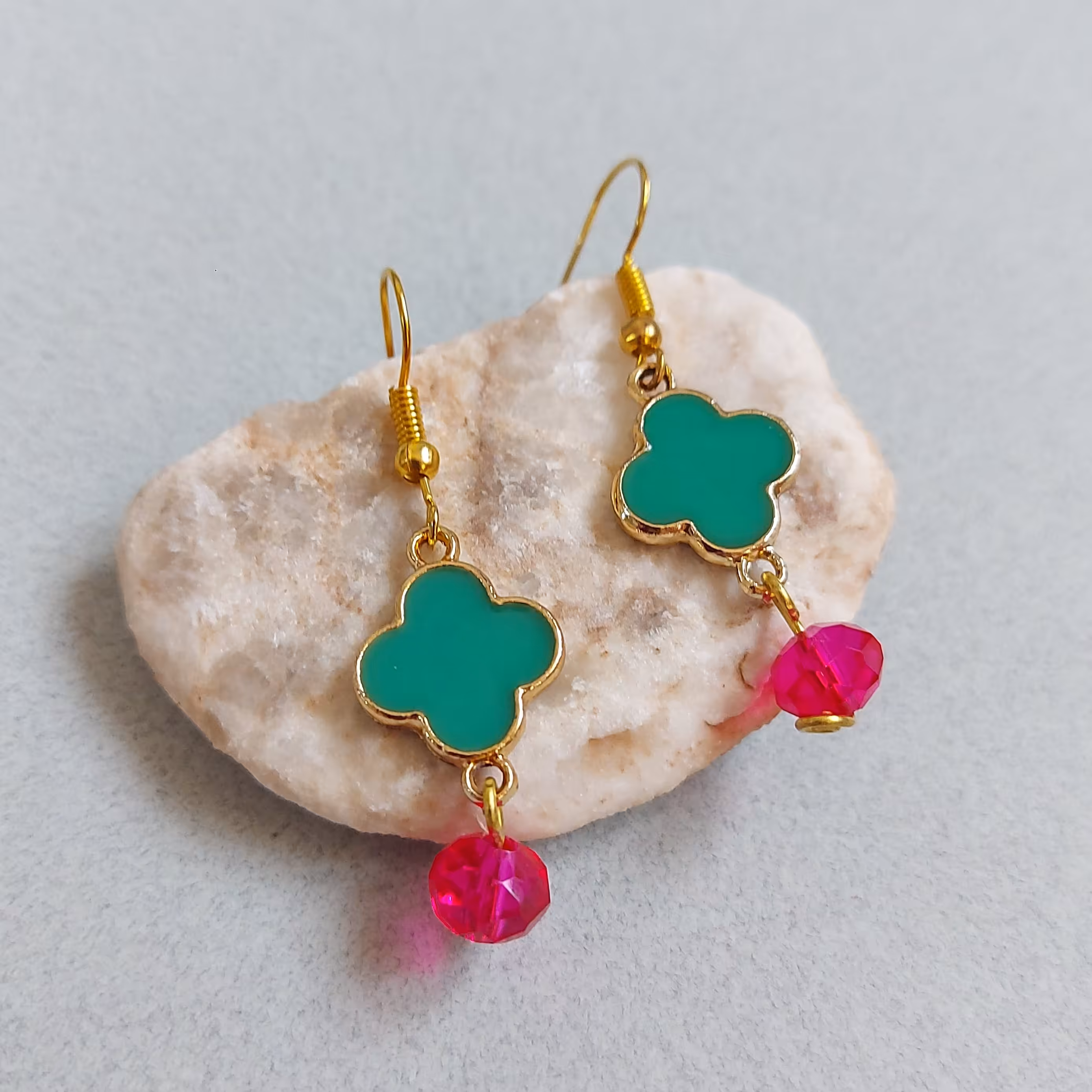 گوشواره ونکلیف سبز و سرخابی 