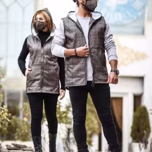 ست زوج سوئیشرت هودی پافر کلاهدار جلو بسته