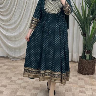 پیراهن مهمانی زنانه نخی مدل پیراهن نخی سوزندوزی و پولکدوزی سینه طلایی اورجینال