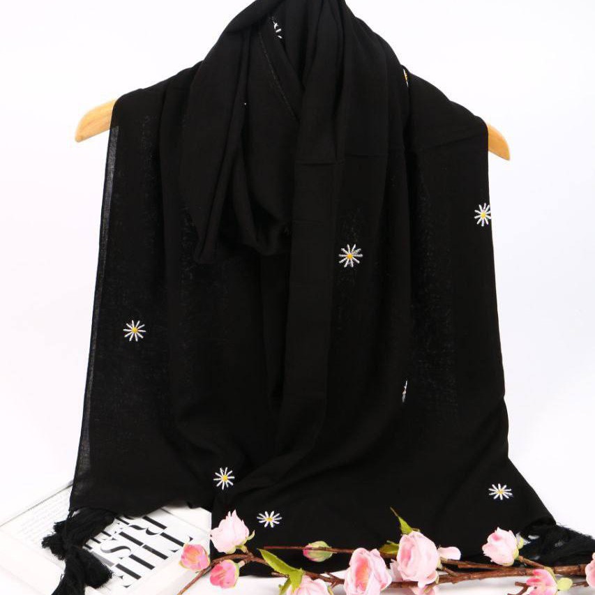 شال بابونه نخ تراکم بالا مشکی قواره 2در 75
منگوله دار فوق العاده خوش،سر و مشکی مناسب چهارفصل