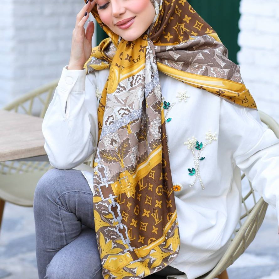 روسری ابریشم ژاکارد کد22488(7)