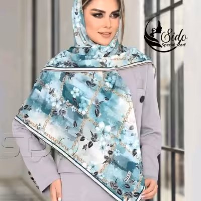 روسری نخی طرح گل زنجیری