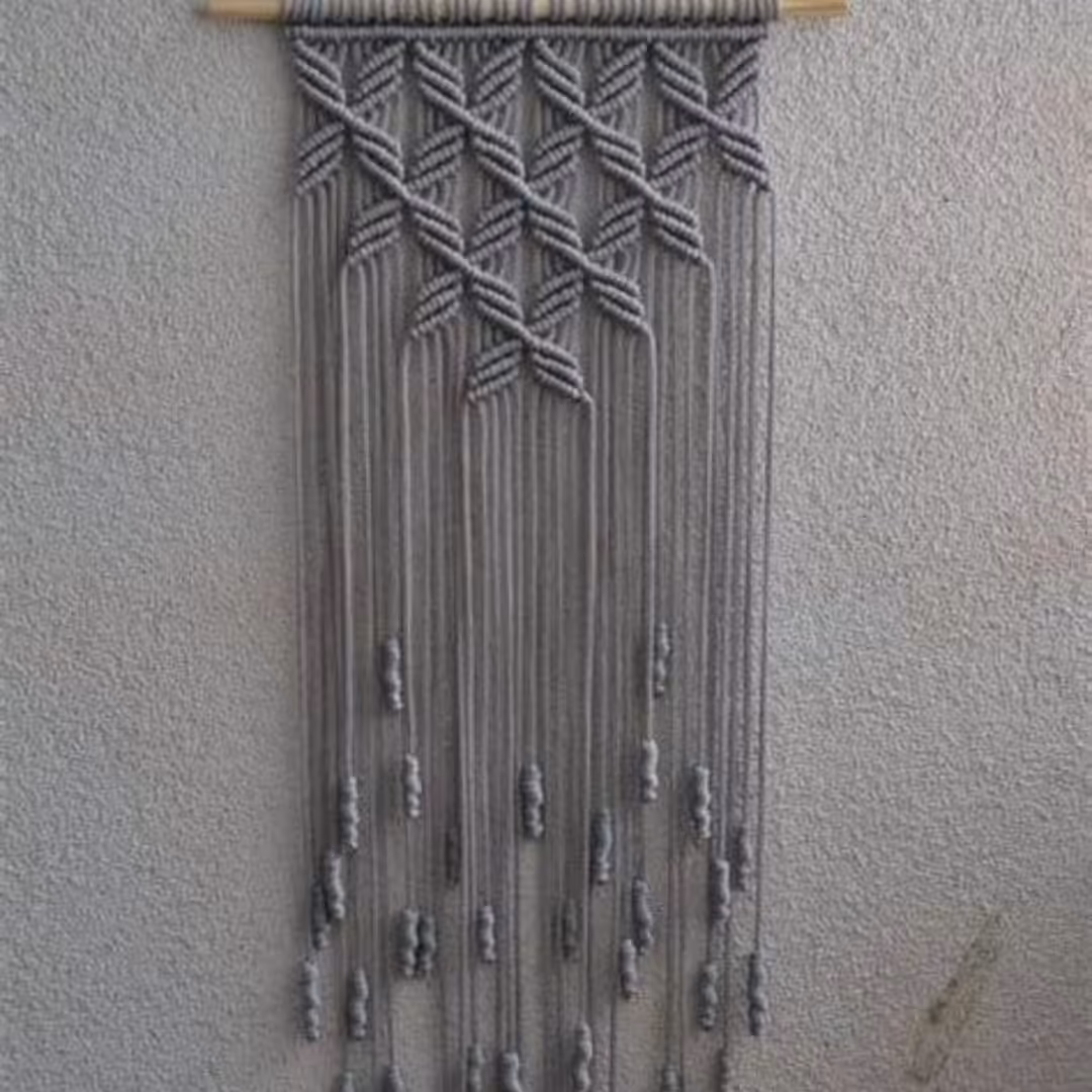 دیوارکوب طوسی مکرومه