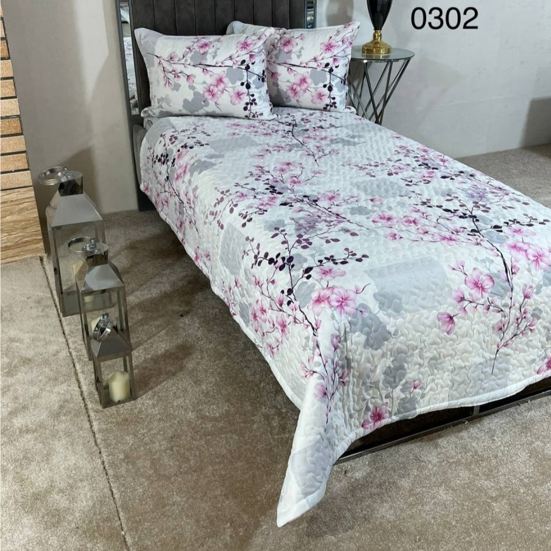 روتختی یک نفره طرح دار گلدوزی طرح شاخه دو رو سه تکه (ضمانت پرز ورنگ )