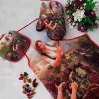 پیشبند جادوئی میکروفایبر اعلا طرح دار چاپی طرح مزرعه بسیار شیک و زیبا و پرفروش برای جهیزیه عروس 