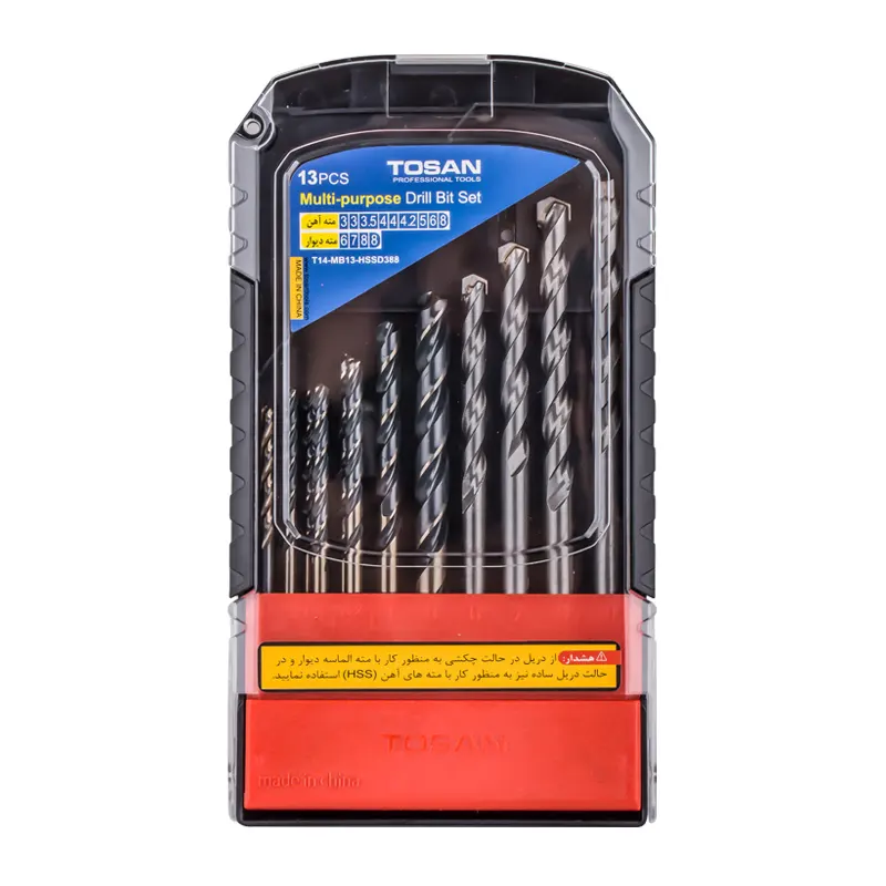 ست 13 عددی مته HSS و الماسه دیوار توسن مدل T14-MB13-HSSD388