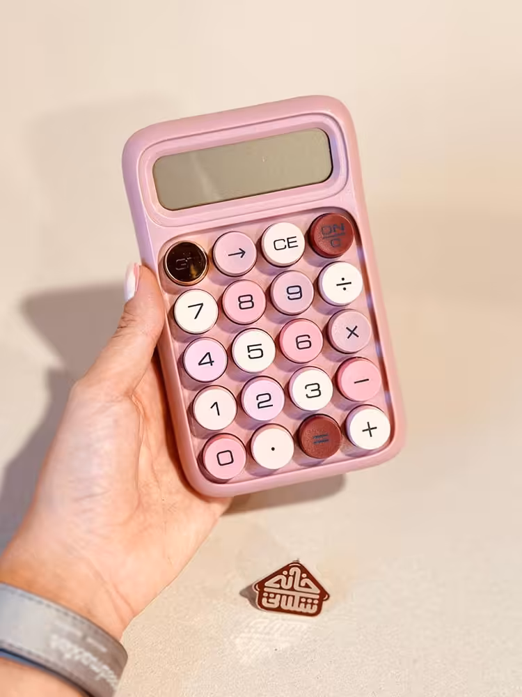 ماشین حساب صورتی دکمه طلایی کد001934