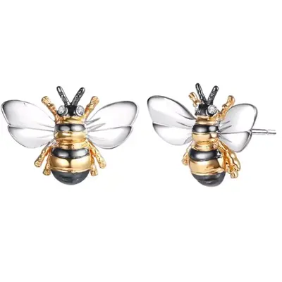 گوشواره میخی ظریف طرح زنبور کد E496
