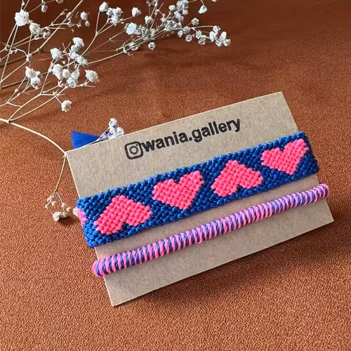 ست دستبند بافت طرح قلب