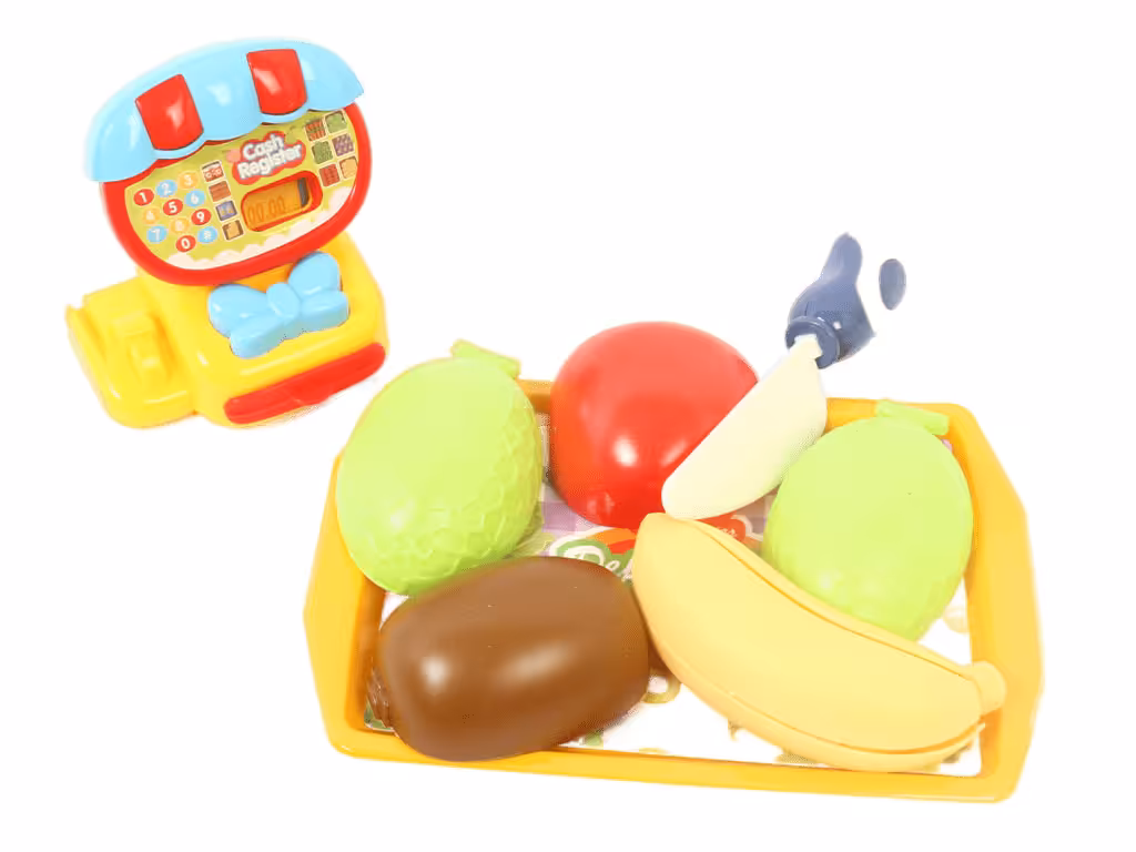 ست میوه برشی و صندوق فروشگاهی  14 تکه اسباب بازی